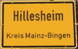 Ortschild von Hillesheim in Rheinhessen
